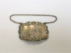 A silver Gin decanter label, A Marston & Co,