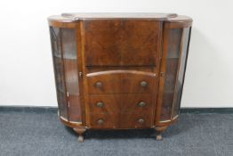 A walnut side by side bureau bookcase