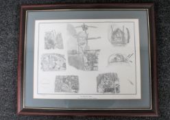 A mahogany framed Steve Pepper signed limited edition print - The Lancaster Air Crew Series