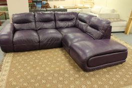 A Barker & Stonehouse purple leather corner lounge settee