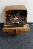 A 1930' Garrard turn table in oak cabinet