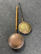 Two antique bed warming pans