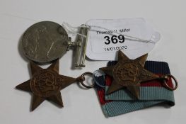 Three WWII medals - War Medal, The Atlantic Star and The 1939 - 45 Star,