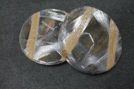 Eight oak whiskey barrel lids