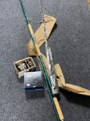 A Shakespeare fishing rod, a Milbro two piece boat rod,