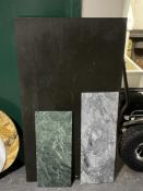 Three rectangular pieces of marble