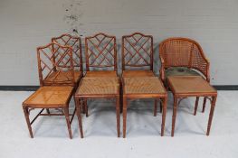Four bamboo dining chairs,