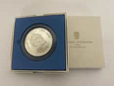 Two silver 20 Balboa coins, 131g each.