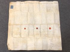 An interesting Regency period indenture on vellum dated 1817