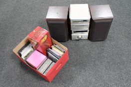 A Technics four piece micro hifi system with speakers, Bush TV,