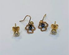 A pair of 9ct gold sapphire set earrings,