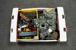 A box of Eddy Stobbart die cast vehicles, die cast cars,