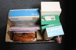 A box of Ronson Escort hair dryer, new bedding,