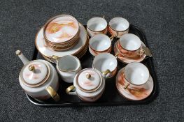 A tray of Japanese eggshell tea service