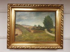 Continental School : Country track, oil on canvas,