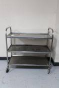 Three tier catering serving trolley
