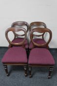 Four Victorian balloon back chairs