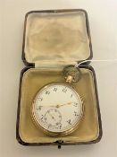 A gold plated Dennison Watch case company pocket watch, the movement signed Rolex 17 jewels,