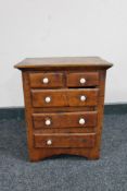 A Victorian pine five drawer miniature apprentice chest
