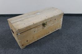 An antique pine domed trunk with lion mask handle CONDITION REPORT: height 41cm