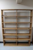 A large set of pine open shelves