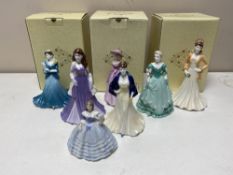 Six Coalport Debutant figures - Violet, Trisha, Forever yours, Daffodil ball, Kim,