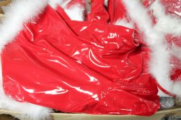 A box of phaze Christmas skate dresses with hats