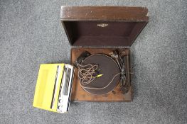 An early 20th century Columbia record player together with a Pack Son MD-1001 portable 7