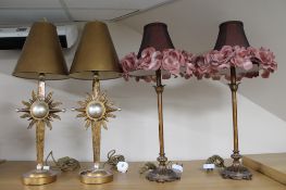 Two pairs of contemporary table lamps with shades