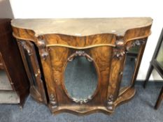 A Victorian rosewood serpentine front triple mirror door sideboard (no marble top)