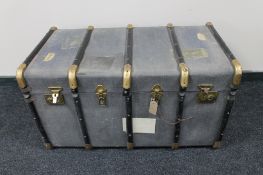 An early 20th century bentwood bound travelling trunk
