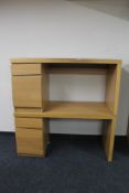 Two contemporary oak single pedestal desks