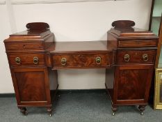A Regency mahogany Scottish twin pedestal sideboard, 184 cm.