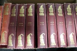 A box of ten 1920-1930's Punch annuals together with the Wonder World Encyclopedia