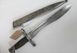 A WWII Spanish Bolo bayonet in scabbard