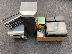 A Philips hifi system together with an Alba hifi system,