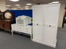 A painted Louvre door wardrobe,