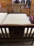 An Edwardian carved oak barley twist 4'6 bed frame together with Harrison Jade pocket sprung