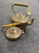 Two antique copper kettles