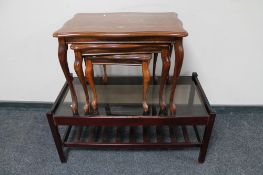 A nest of two Italian style tables and glass top coffee table.