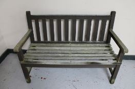 A teak garden bench