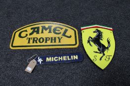 Three cast iron signs - Camel Trophy,