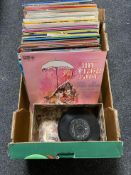 A box of vinyl LP's and seven inch singles - Compilations, musicals,