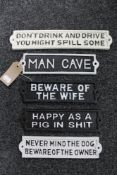 Five cast iron signs - Beware of the wife,