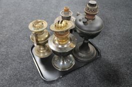 Four antique oil lamp bases