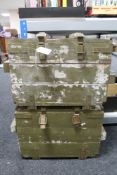 Two painted wooden military ammunition crates