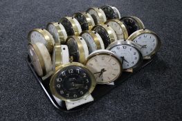 A tray of seventeen mid century Big Ben wind up alarm clocks