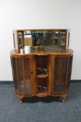 A walnut Art Deco cocktail display cabinet