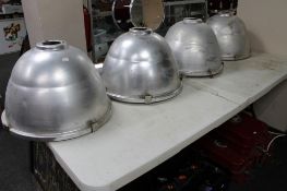 Four mid century aluminium halogen light shades