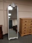 A chrome colour cheval mirror